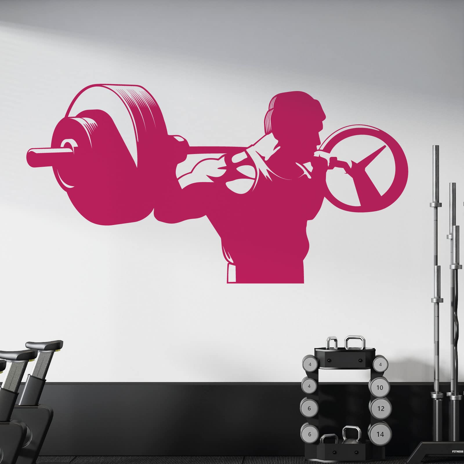 Gym Workout, Weight Lifting, Muscles, Bodybuilder, Athletic - Wall Sticker Decal [XXLarge] [Magenta]