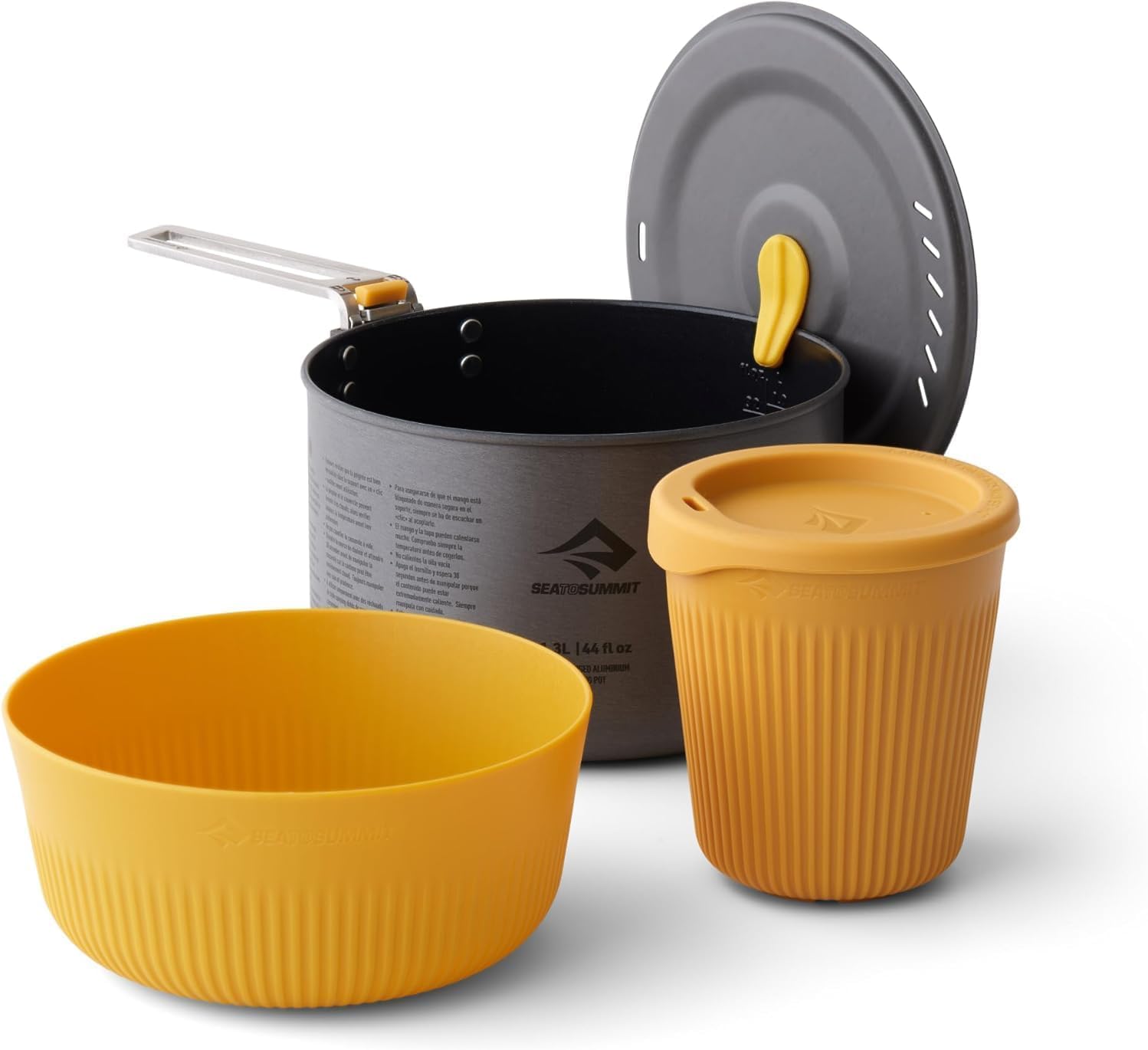 Sea to Summit - Frontier Ultralight One Pot Cook Set - 1 Person, 3-teilig - 1,3 L Antihaft-Topf + Schüssel + Becher - ohne PFOA und PTFE - Camping-Kochgeschirr aus harteloxiertem Aluminium - 337 g