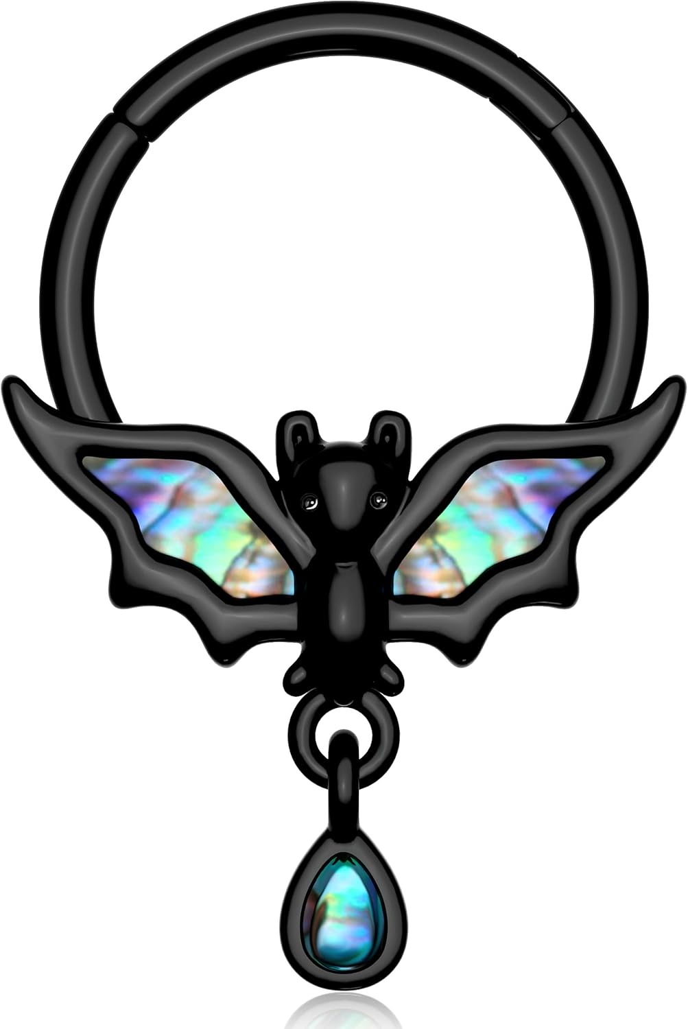Melighting Bat Septum Ring 16G Halloween Septum Jewelry Stainless Steel 316L Balck Daith Piercing Jewelry Blue Septum Piercing Helix Earring Piercing for Women