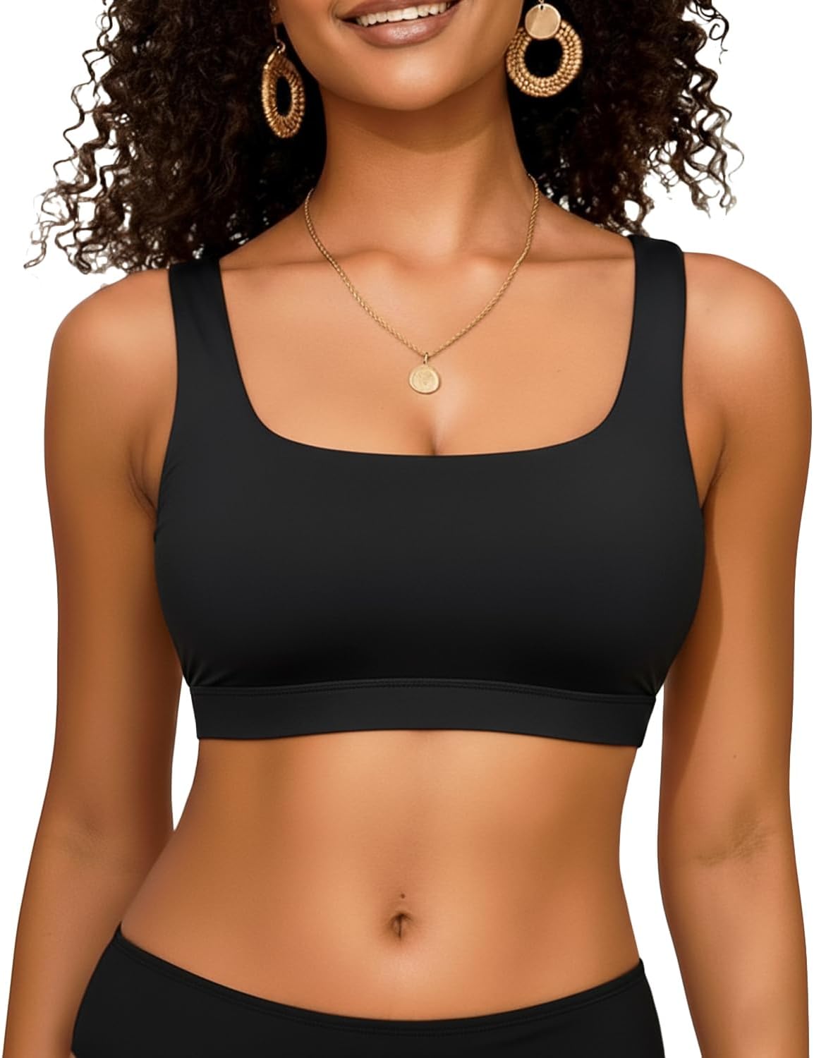 Women Sport Bra Swimsuit Top - Swim Bra Bikini Top Only Scoop Neck Bathing Top 2025 Swimwear