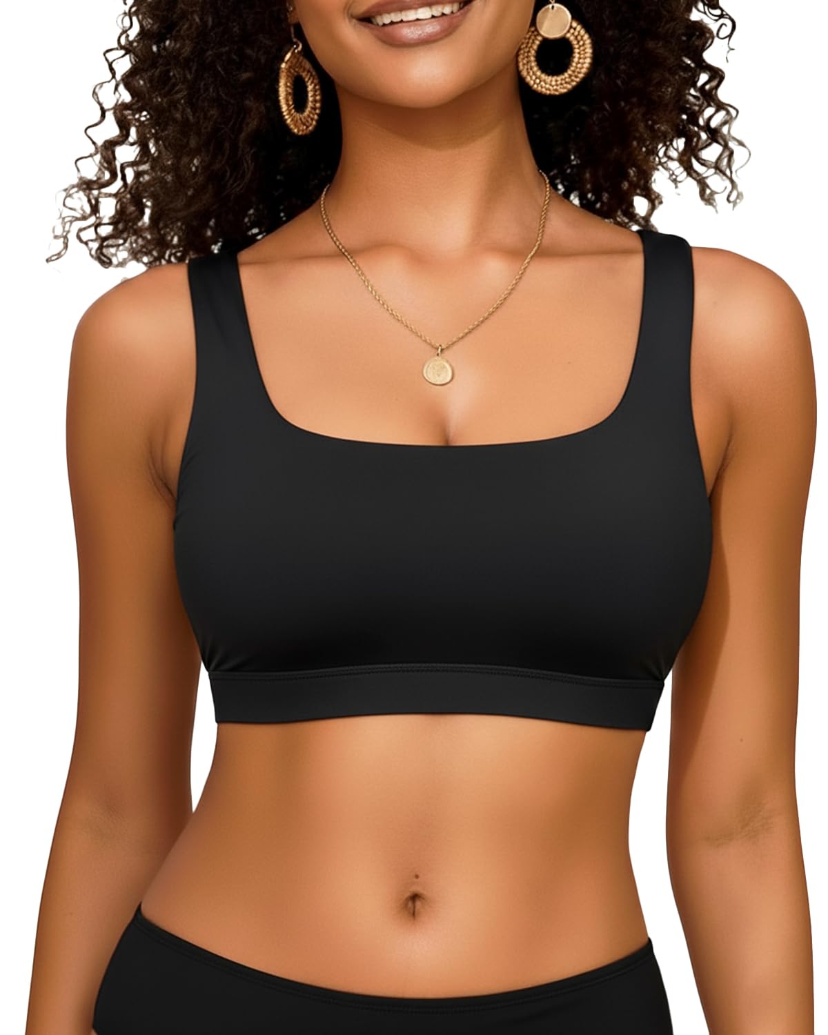 Women Sport Bra Swimsuit Top - Swim Bra Bikini Top Only Scoop Neck Bathing Top 2025 Swimwear