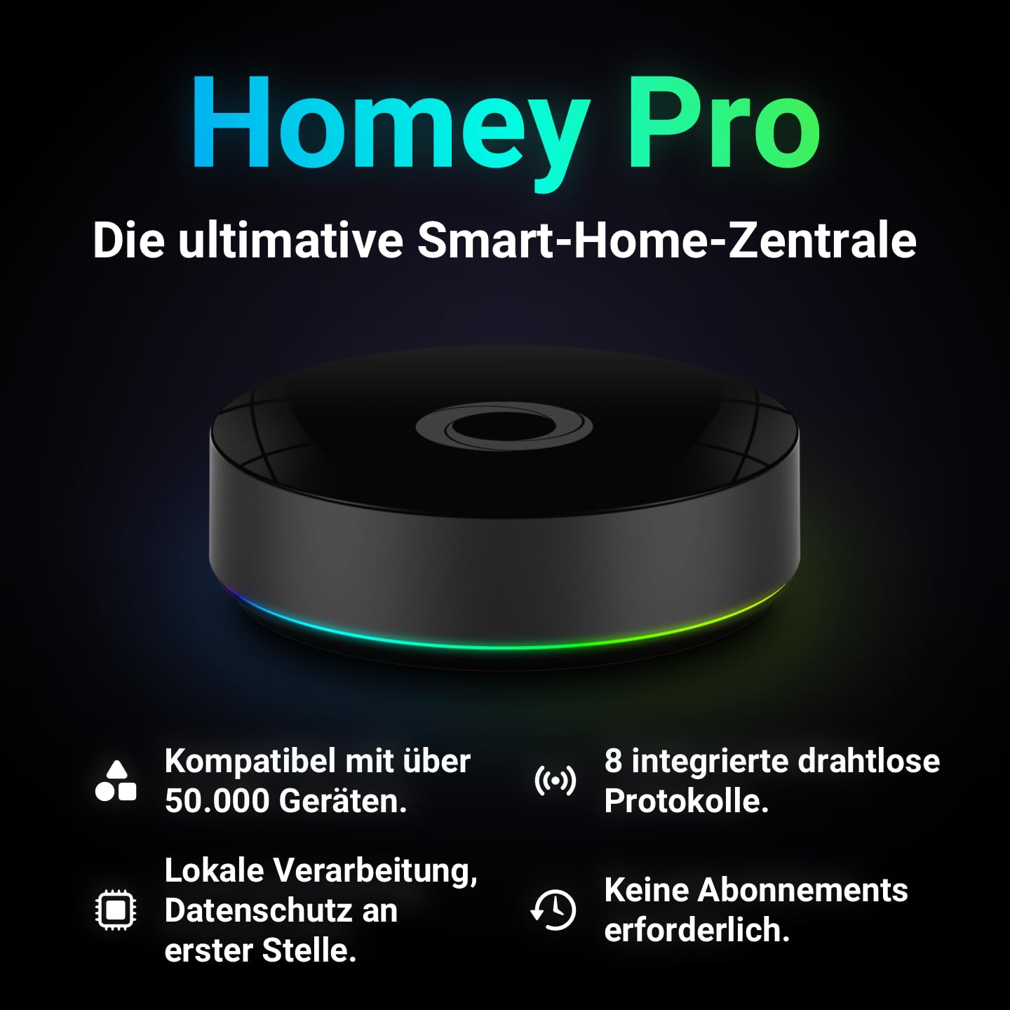Homey Pro (2026) | Hub Inteligente para el hogar – Compatible con Z-Wave Plus, Zigbee, Wi-Fi, BLE, 433 MHz, Infrarrojos, Matter & Thread. Compatible con Siri, Alexa y Google Home.