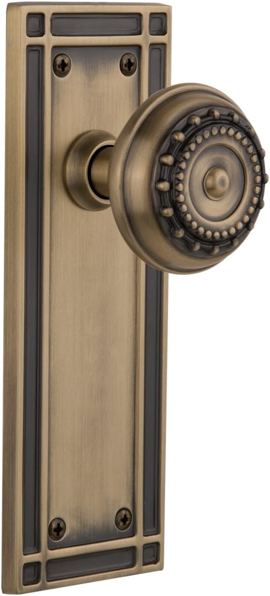 Nostalgic Warehouse Mission Plate Passage Meadows Door Knob in Timeless Bronze