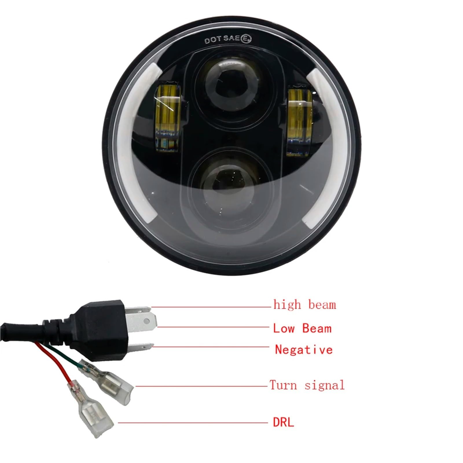 MESKEL Fari Anteriori Moto per Sportster per Iron 883 per Dyna per Triumph per Street per Speed ​​per Triple 5 3/4" Faro Moto LED da,75 Pollici/alloggiamento | Light and housing