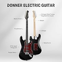 Vista 2 de Donner Guitarra eléctrica de 39 pulgadas, Serie Designer DST-200 Guitarra eléctrica elegante de cuerpo sólido para principiantes, intermedios
