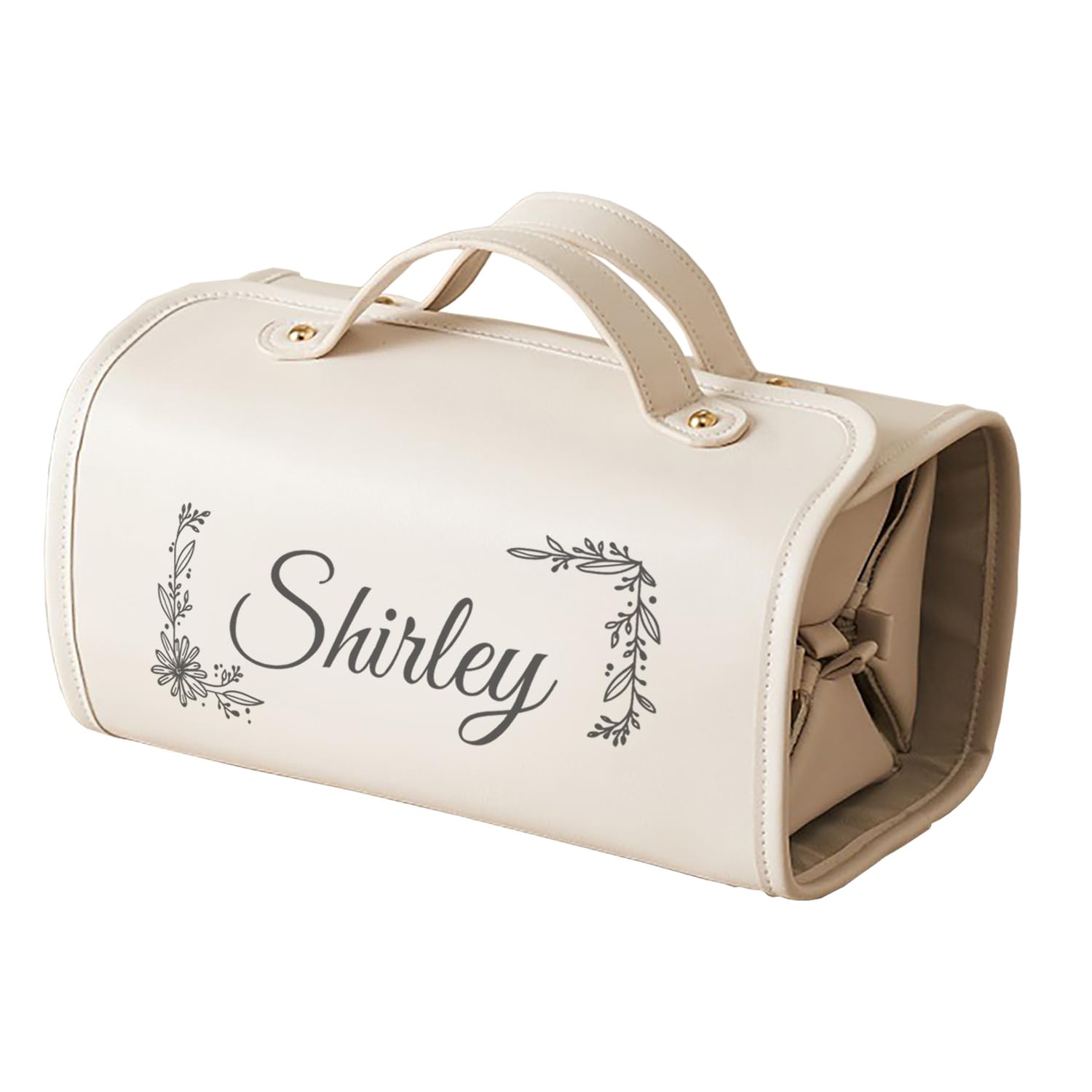 Customized Name Travel Makeup Bag,Capacity Cosmetic Travel Bag for Women Portable Pouch Makeup Organizer Bag with Divider and Handle Makeup Case Toiletry Bag Handmade Gift for Mom, Wife, Bridesmaids,