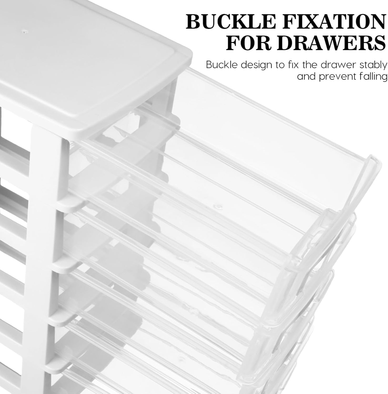 Storage Drawer Organizer, 5 Drawer Plastic Storage Bins with Transparent Drawers, Vertical Design for Crafts, Stationary, Hardware, White, Polypropylene