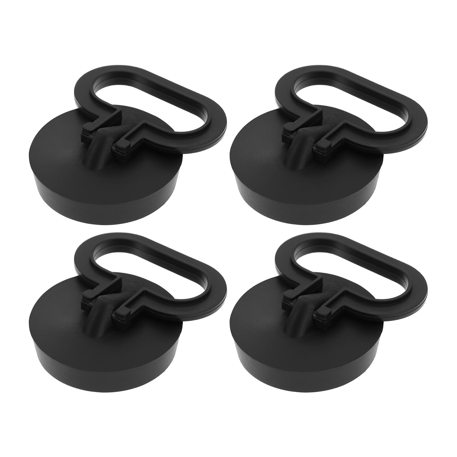 EMSea 4pcs Black Plastic Sink Plug with Handle, Drain Plug Diameter 37mm, Top Diameter 40mm, Suitable for Kitchen Bathtub