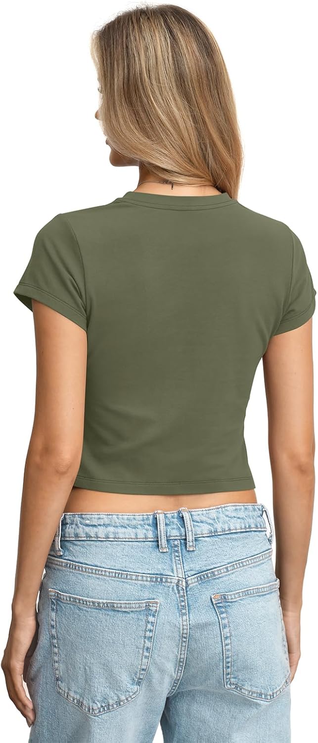 Womens Cotton T Shirts Basic Baby Tee Crop Tops Crewneck Slim Fit Short Sleeves Tee Summer Cute Clothes 2026 - Image 4