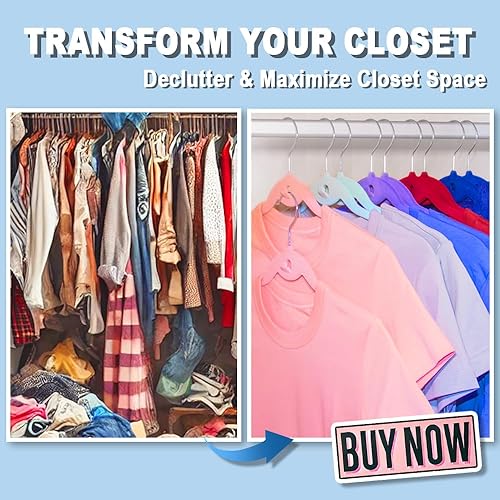 Miniatura 7 de Perchas de terciopelo multicolor de alta calidad con mini ganchos, paquete de 50 unidades, antideslizantes, perchas para ropa en cascada que ahorran