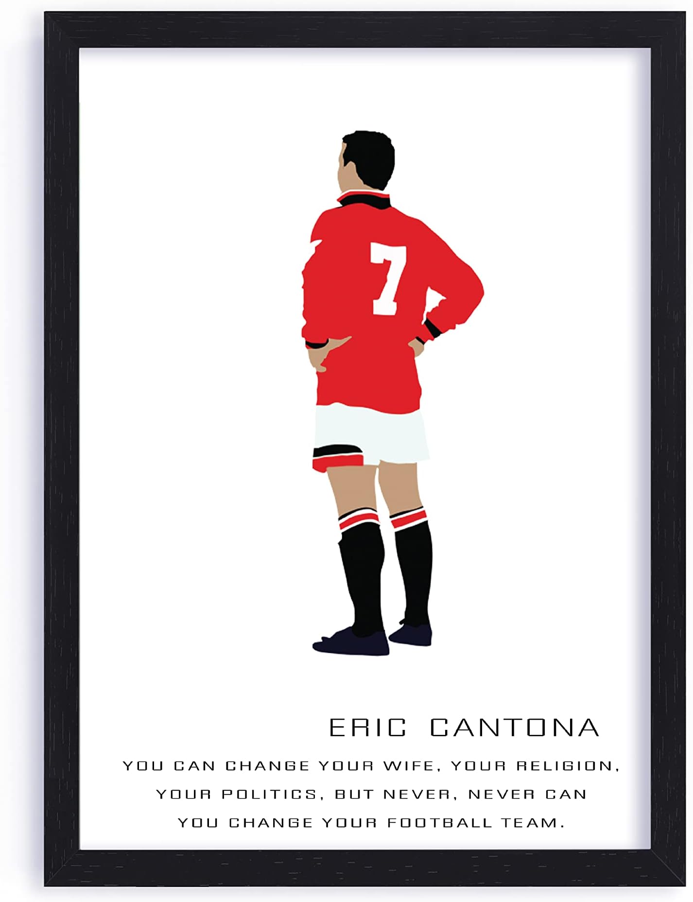 QUOTE - UNQUOTE ART Eric Cantona Framed Wall Art - Manchester United Poster Football Posters - Minimalistic Room Decor - Inspirational Posters - 11x14 inches - Black Frame