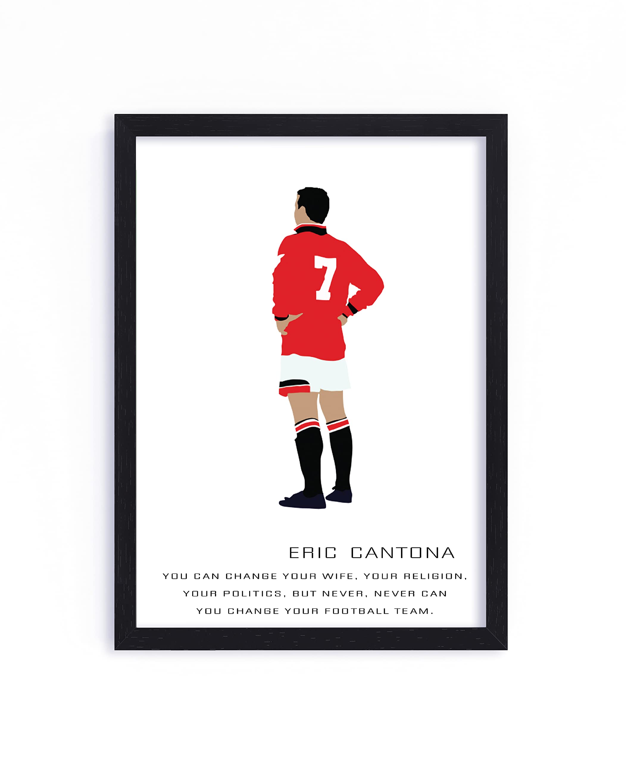 QUOTE - UNQUOTE ART Eric Cantona Framed Wall Art - Manchester United Poster Football Posters - Minimalistic Room Decor - Inspirational Posters - 11x14 inches - Black Frame