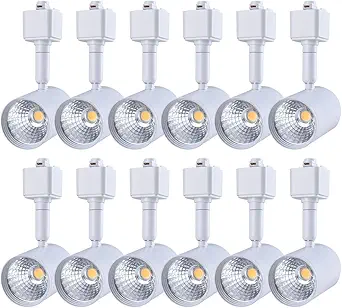 mirrea 12 Pack LED Track Lighting Heads Compatible with Single Circuit H Type Rail Ceiling Spotlight for Accent Task Wall Art Exhibition Lighting 6.5W White Painted (3000K Warm White)