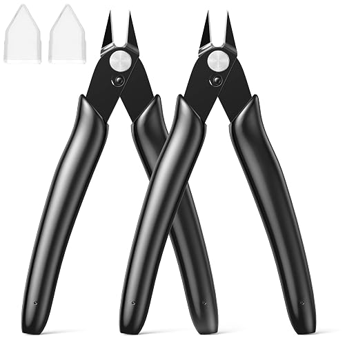 2-Pack Small Wire Cutters for Jewelry Diagonal Flush Cutters 5' Black