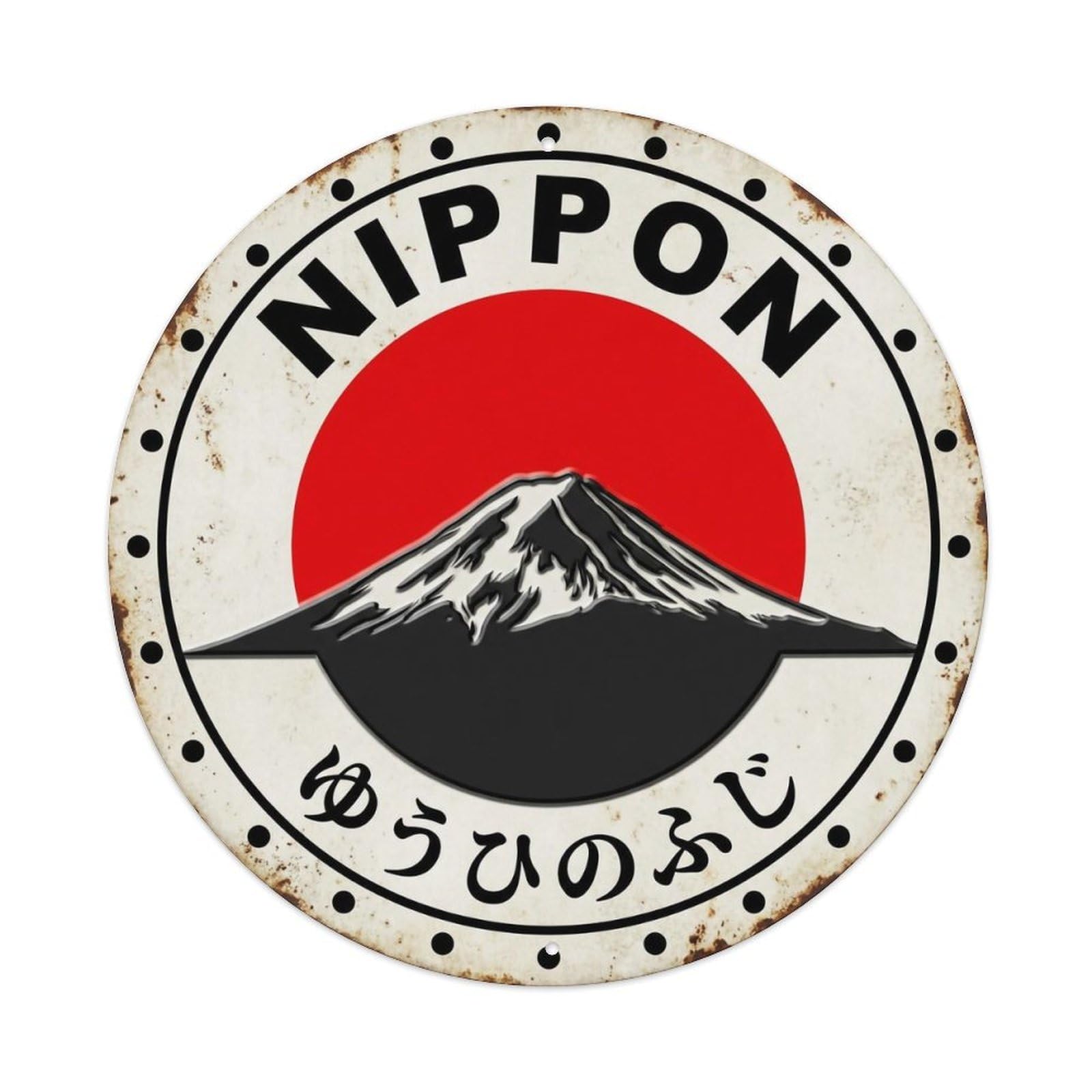 Fuji Sunset Nippon Dusk Peak Mountain Rustic Metal Tin Sign