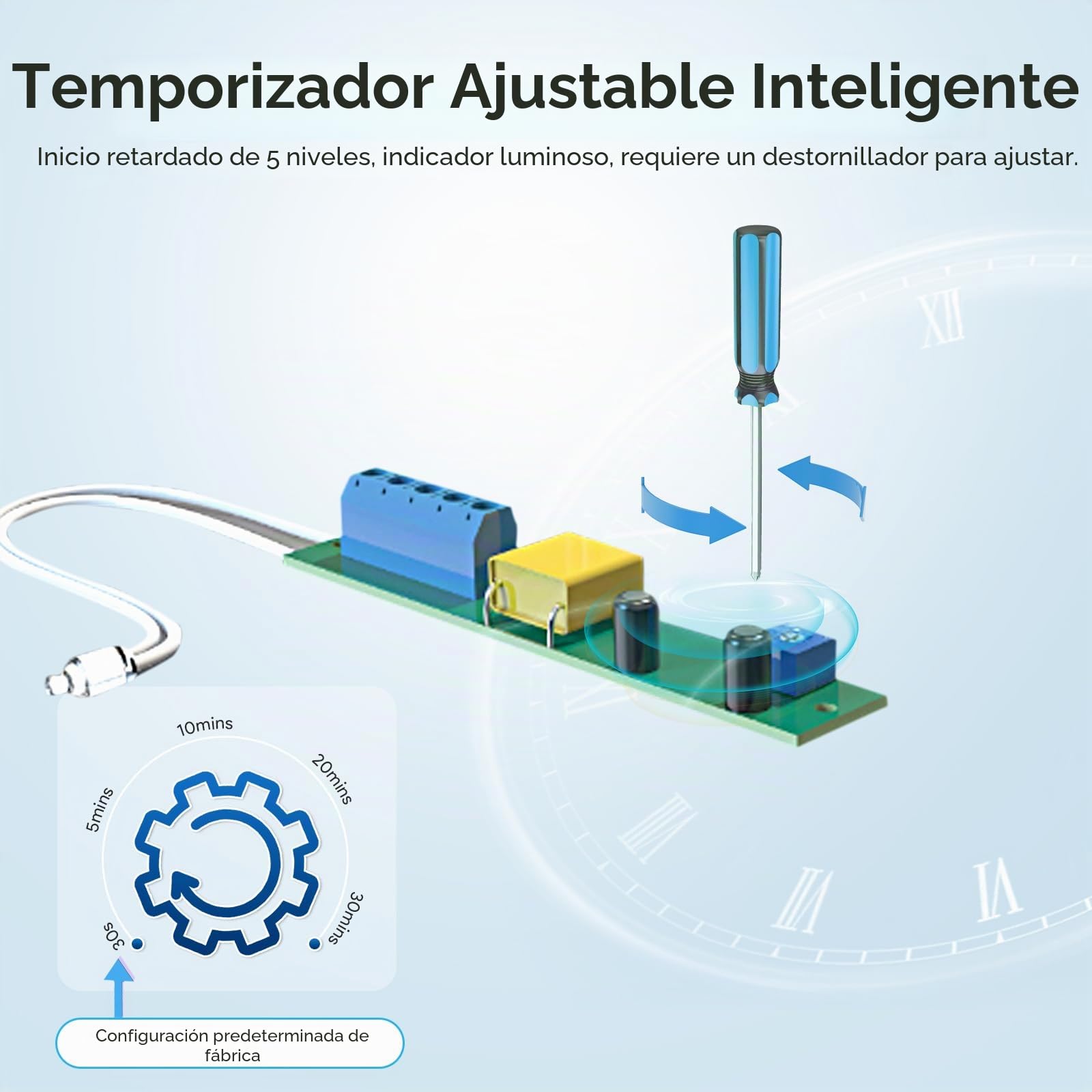 Ventilador extractor de baño de 100 mm con temporizador y cable de tracción, ventilador silencioso de baño de 12 W 130 m³/h, para montaje en pared/ventana, para cocina, inodoro, oficina, 34 dB