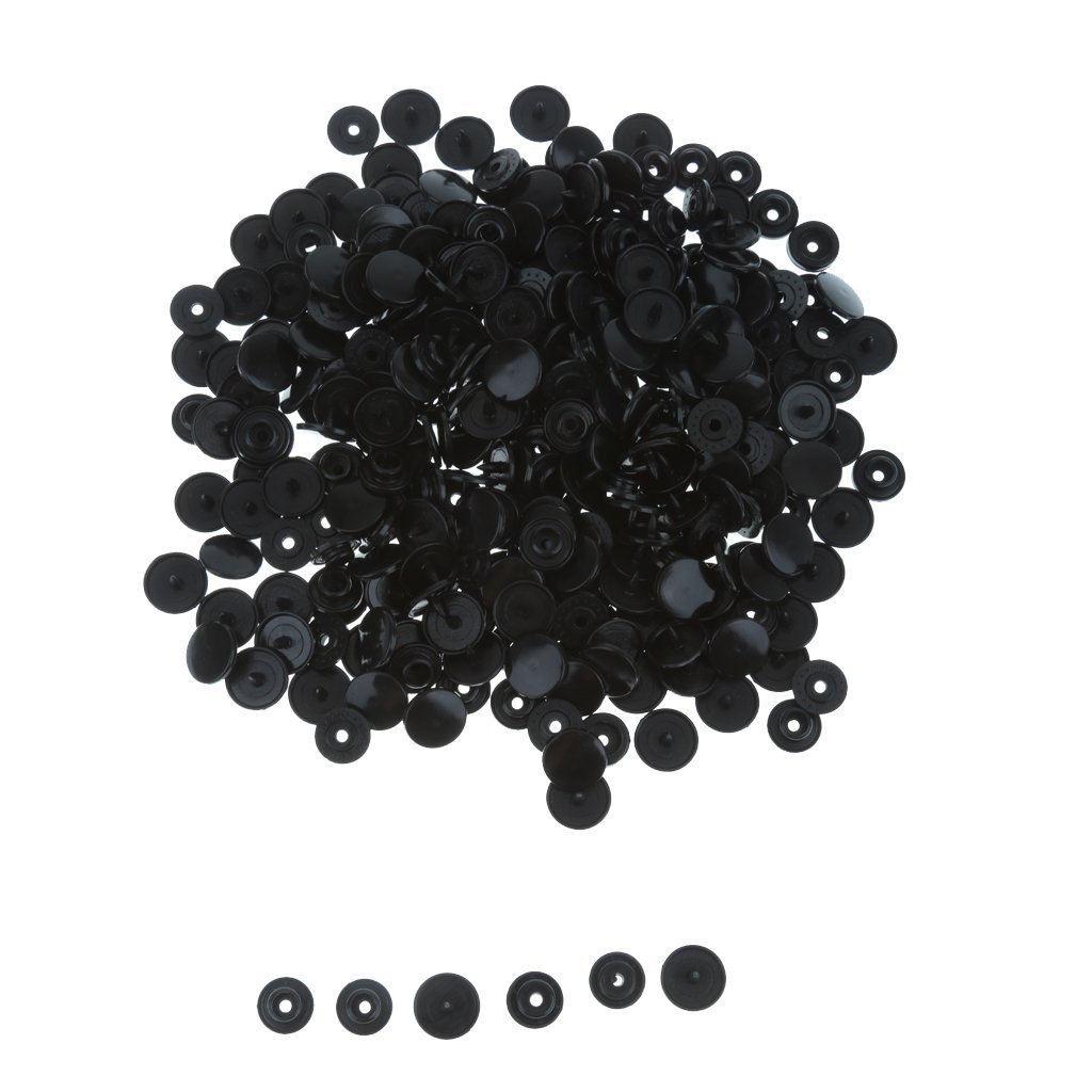 WedDecor No-Sew Genuine KAM Snap Buttons, 500 Sets T3 (Size 16), Black