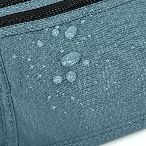 RFID Blocking Money Belt for Men Women, Slim Fanny Pack for Travel,Running,Conceal Waist Wallet for Passport Holder,Phone,Cash(Black Turquoise)