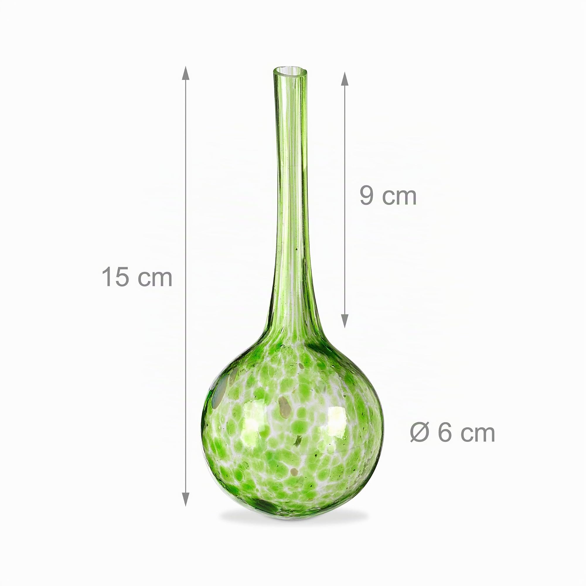 Relaxdays Globes d’arrosage Lot de 2, Distributeur Eau Plantes et Fleurs, Outil de Bureau, Ø 6 cm, Verre, Vert