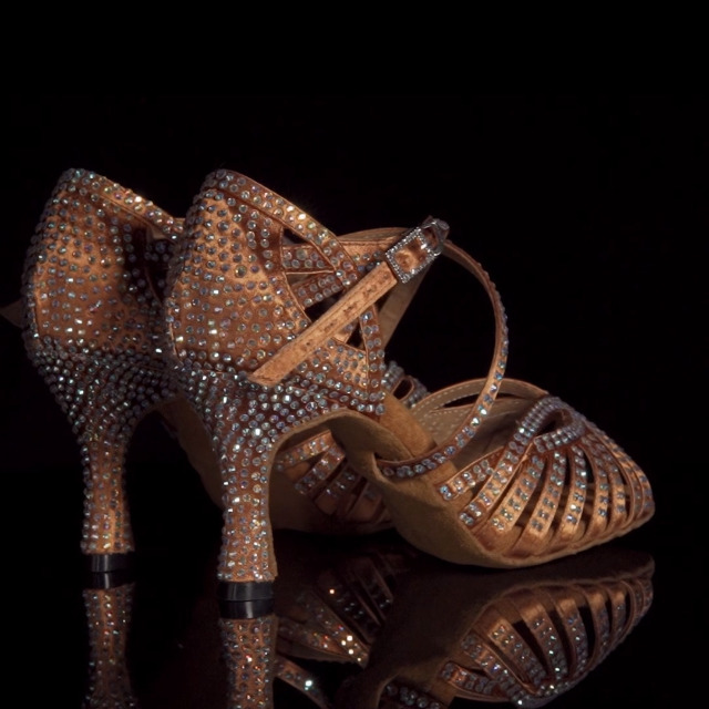 Scarpe Da Ballo Latino Donna HIPPOSEUS Con Strass - Tacco 7.5 Cm, Suola In Pelle, Per Salsa E Tango - Foto 2