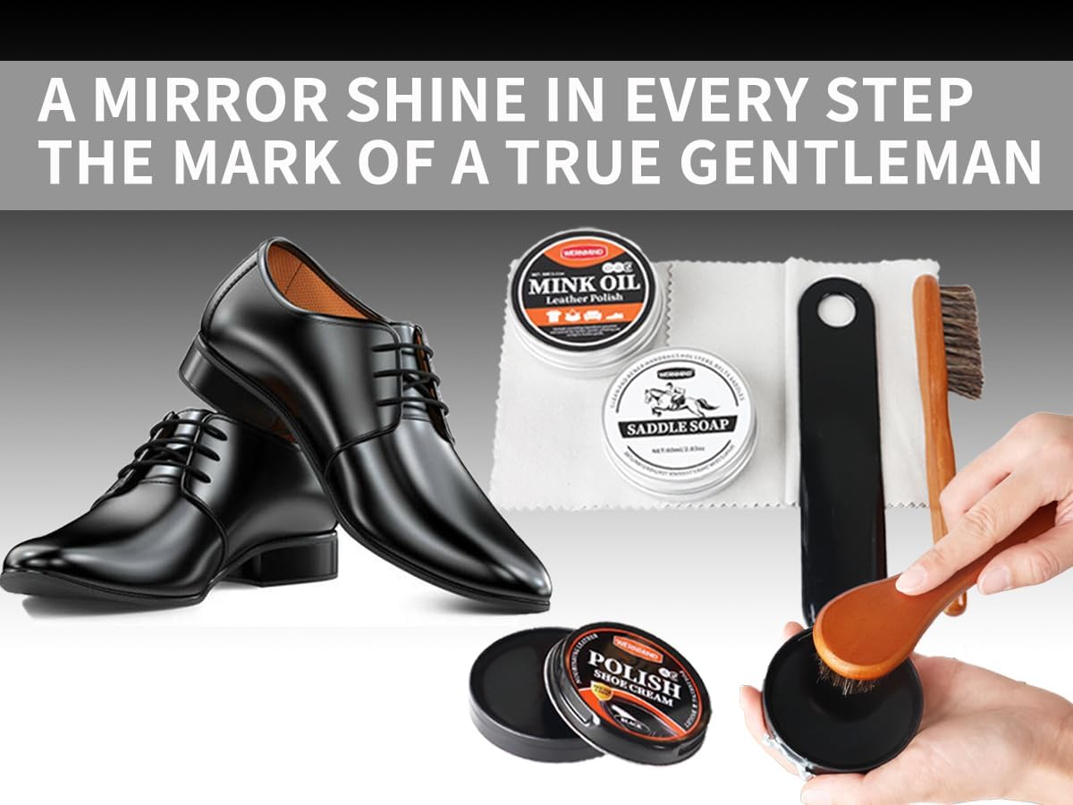 Black Brown Shoe Polish Kit Saddle Soap Mink Oil Leather Boot Shoe Shine Kit Conditioner Cream Wax Care Clearner Set