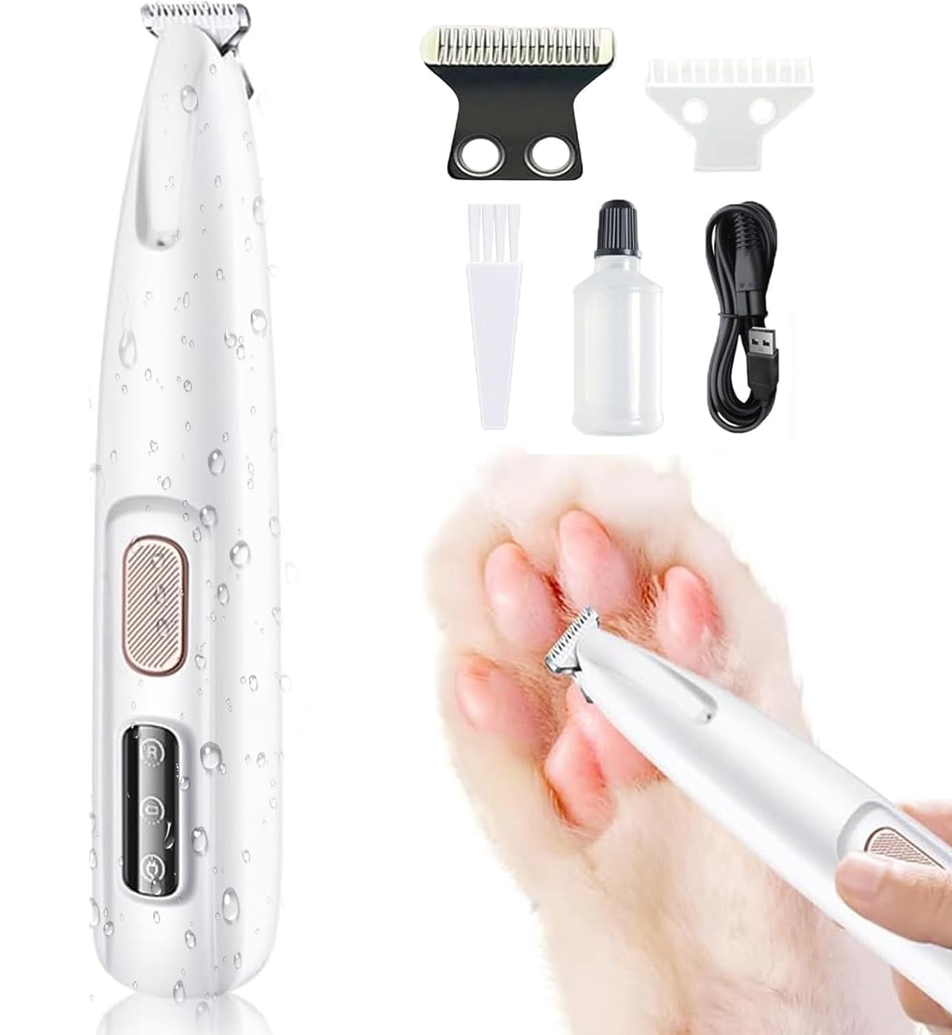 3 in 1 Electric Dog Trimmer, Foot Paw Trimmer Clippers, Rechargeable Waterproof with Led Light, Doggy Trimmers Kings (1)