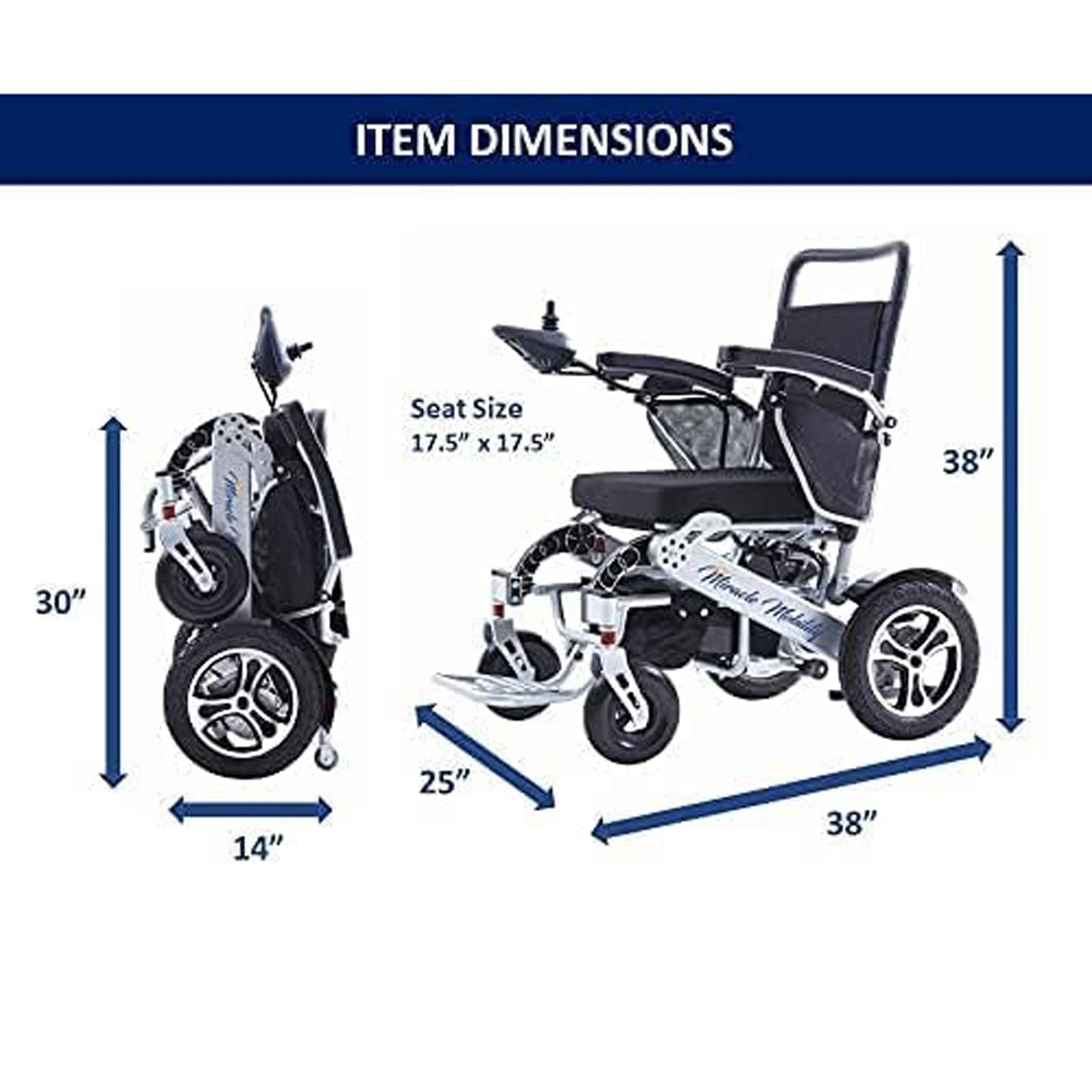 Silla de ruedas eléctrica, plegable, de aluminio, portátil, compacta, con dos potentes motores para viajes en avión
