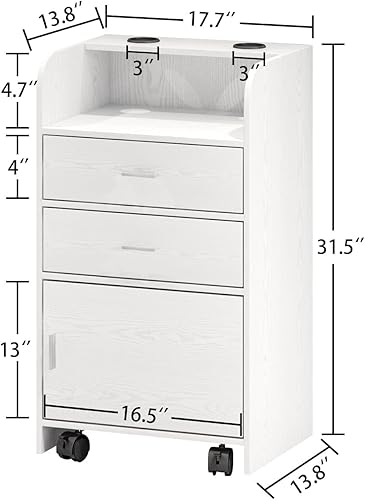 Miniatura 9 de Estación de salón de belleza, estación de belleza rodante para estilista, gabinete de almacenamiento de peluquería con ruedas, mesa de salón con 2