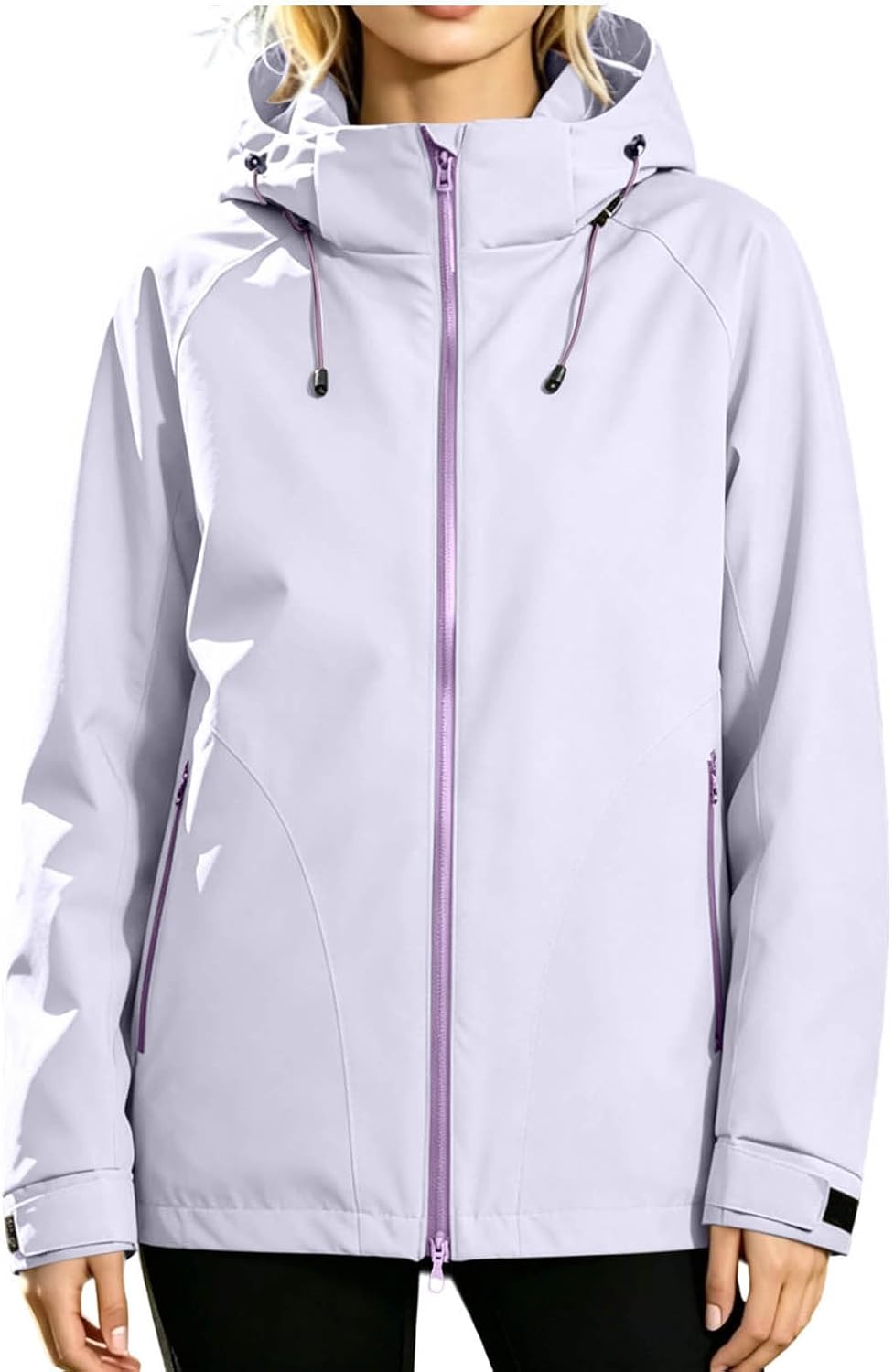 Women's Waterproof Hooded Jacket Zip Up Long Sleeve Windbreaker Rain Coat Fall Winter Outdoor Hiking Travel Tops