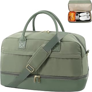 Women Travel Duffle Bag with Shoe Compartment, Carry On Weekender Tote