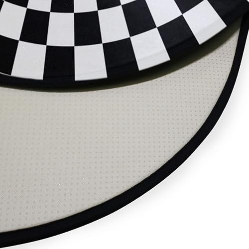 Miniatura 4 de Alfombra redonda de arte operativo a cuadros negros y blancos, suave y cómoda de 3 pies (36.2 in) con respaldo antideslizante para decoración del