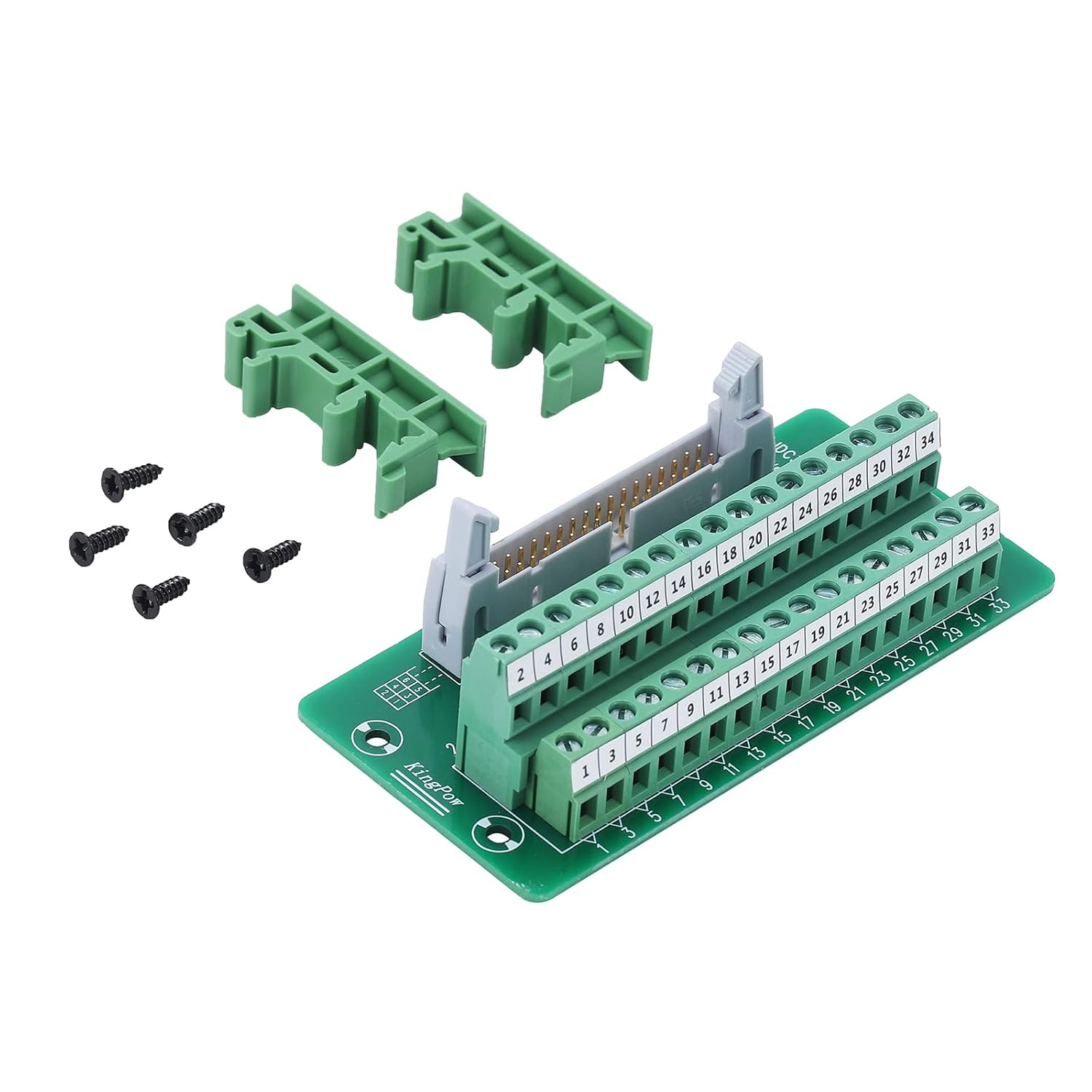 Jienk IDC34 Breakout Board 2x17 34Pins Male Header Terminal Block Connector with C45 DIN Rail