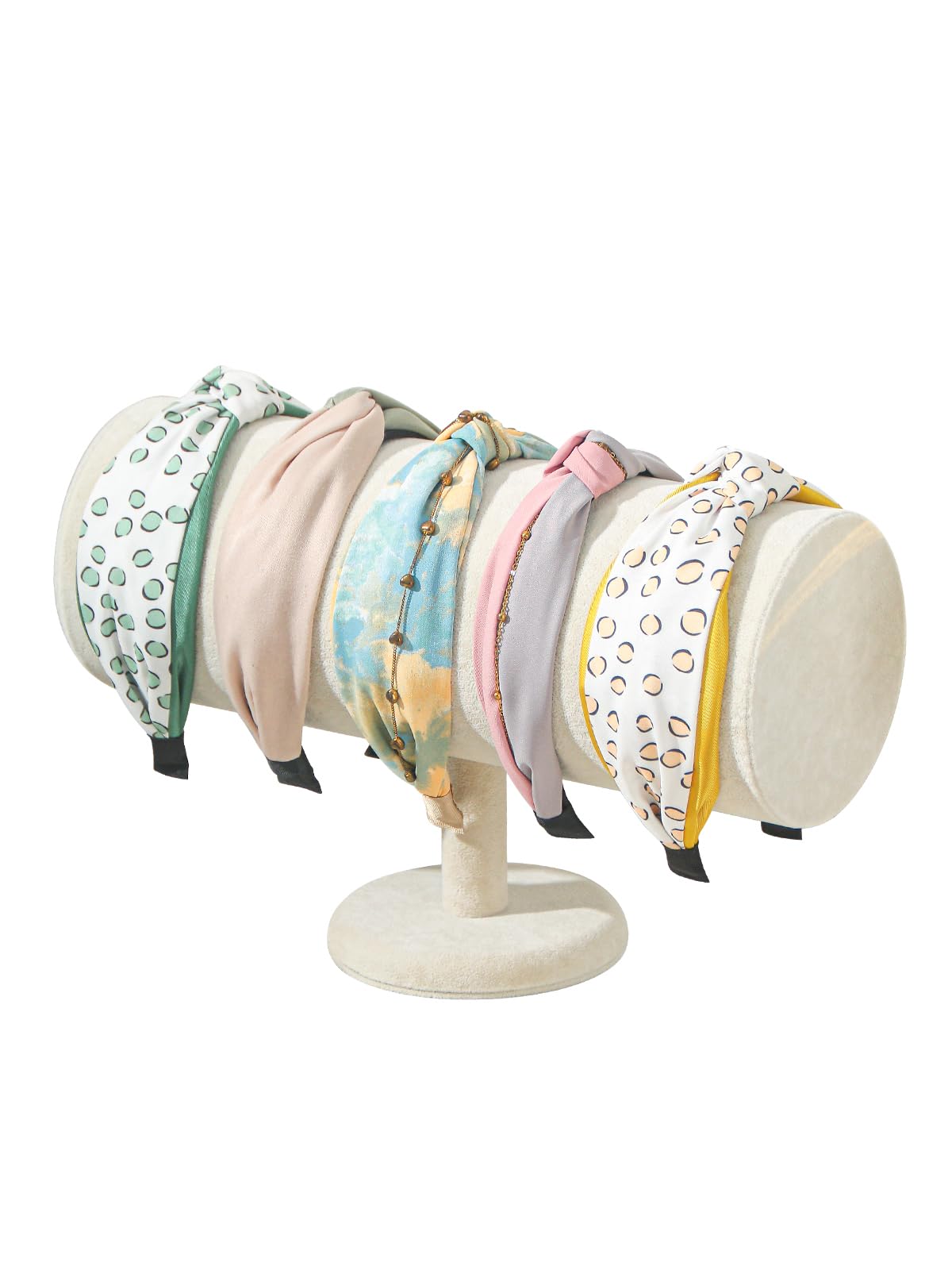 Coward T-Bar Beige Headband Holder Organizer,Hairband Display Stand,Hairband Storage Rack for Girls And Women(detachable ice beige velvet)