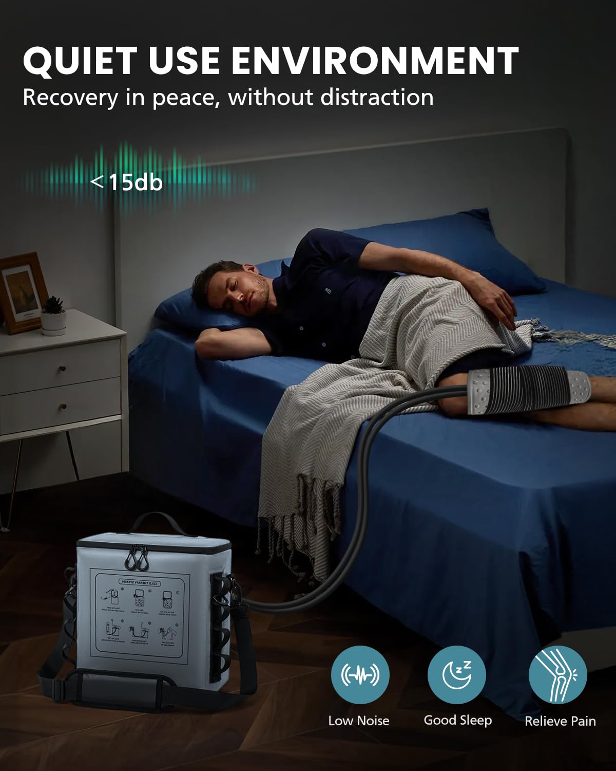 Máquina de terapia de frío con temporizador, máquina de hielo portátil para rodilla después de la cirugía, sistema de recuperación de reemplazo de rodilla con almohadilla de compresión para