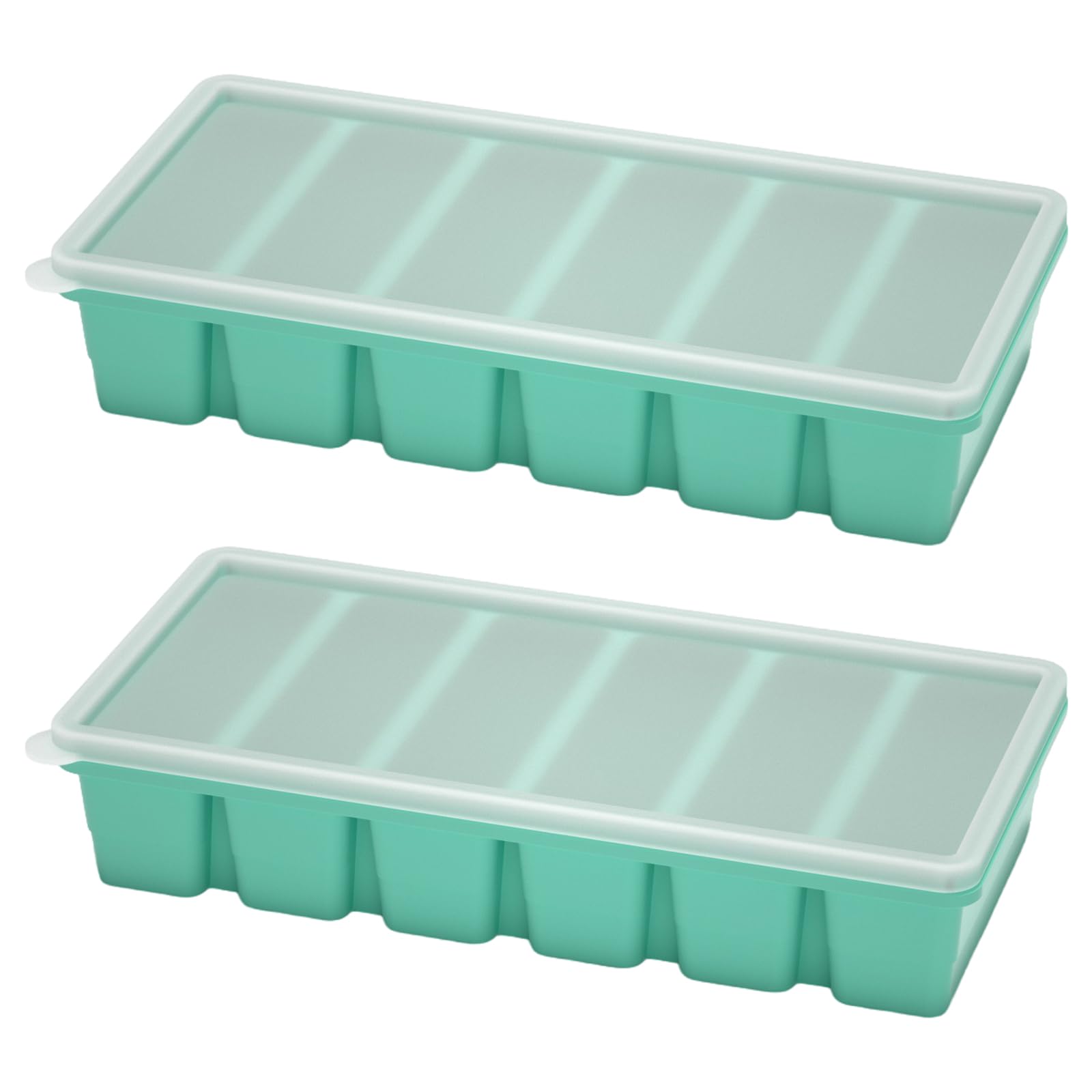 2 Pcs Silicone Freezer Moulds with Lid, 1/2 CupSoup Portion-Sized Soup Freezer Moulds, Ice Cube Tray for Storing and Freezing Soup Broth Sauces Butter (Green)
