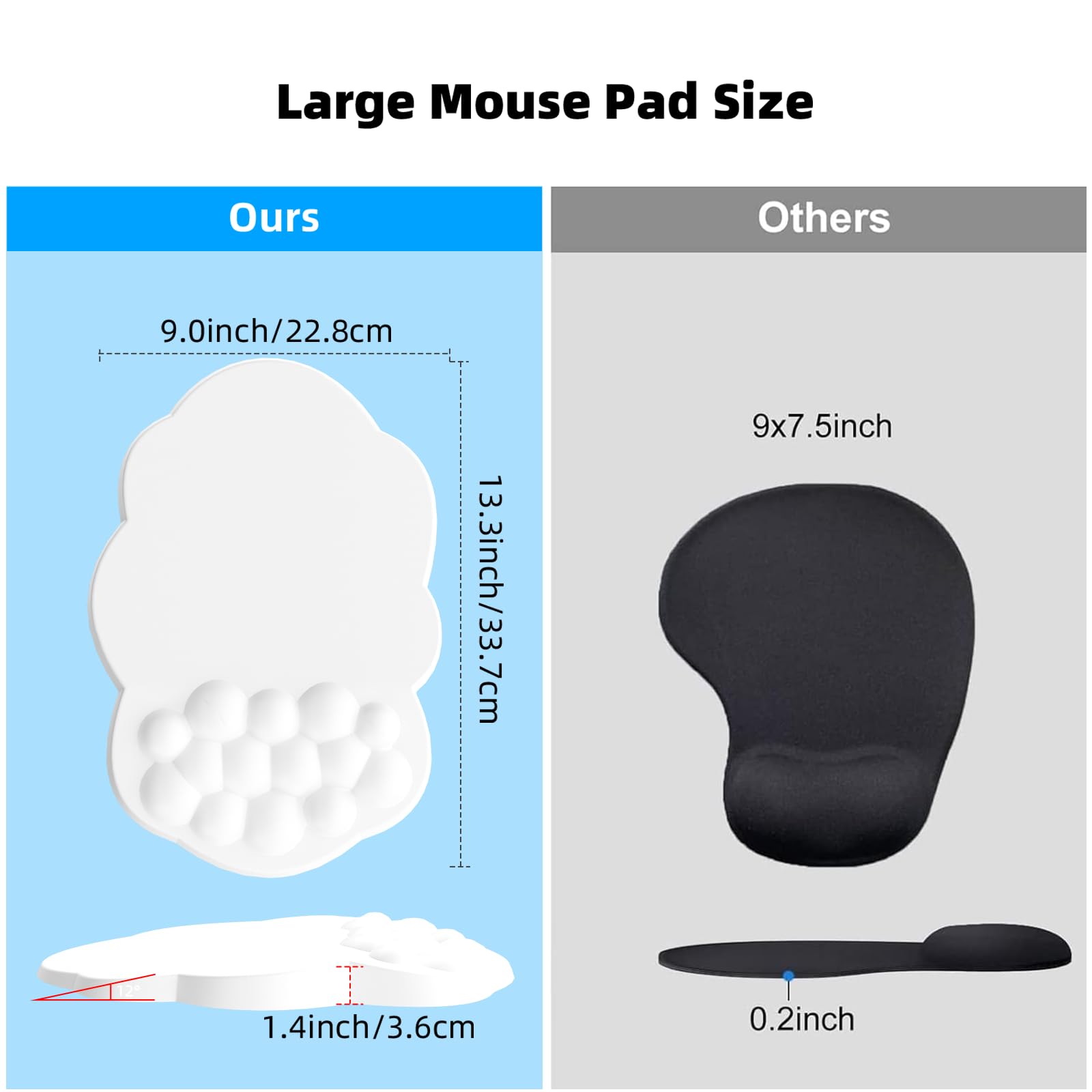 Cloud Ergonomic Mouse Pad With Wrist Support - Flower Grass Design Memory Foam Pad