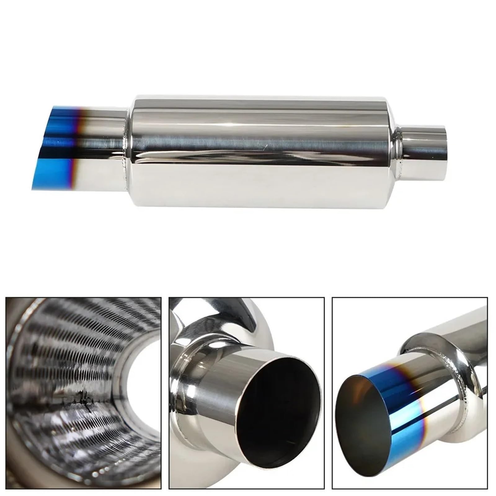 Auto Tłumik wydechowy Uniwersalny 2" wlot 3" wylot rura wydechowa tłumik ze stali nierdzewnej motocykl części samochodowe tłumik rura wydechowa części samochodowe Rura wydechowa samochodu