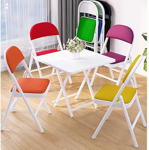 Miniatura 3 de Sillas plegables muebles PU silla de escritorio acolchada silla de camping silla plegable respaldo con marco de metal para el hogar jardín oficina