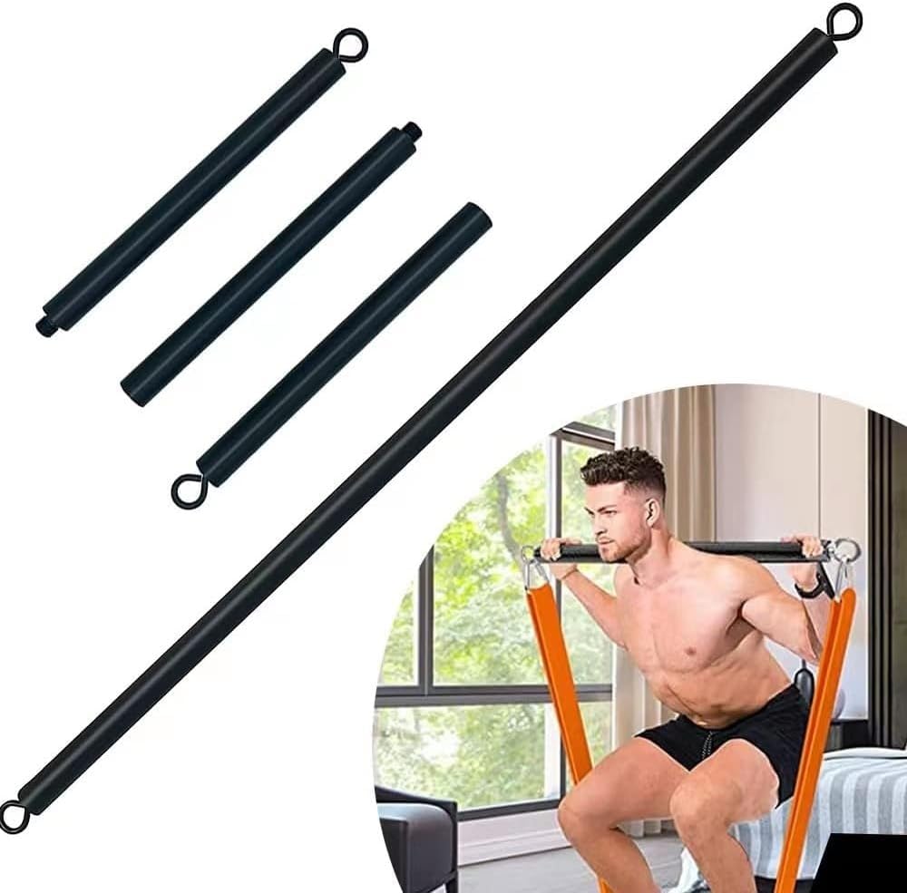 Resistance Band Bar Adjustable Three Part for Full Body Workout, Pilates Portable Lifting Fitness Bar for Core Muscle Lower Body Strength Exercise Training