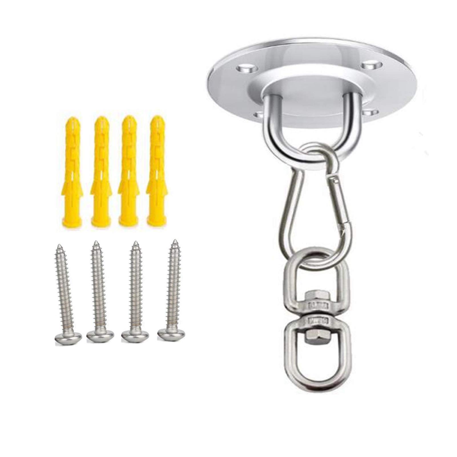 Load-Bearing Hook,Stainless Steel Suspension Bracket Hammock Mount Ceiling Hook Anchor Hanger for Gym Training Aerial Yoga Sex Swing Hanging Kit(Round Base F)
