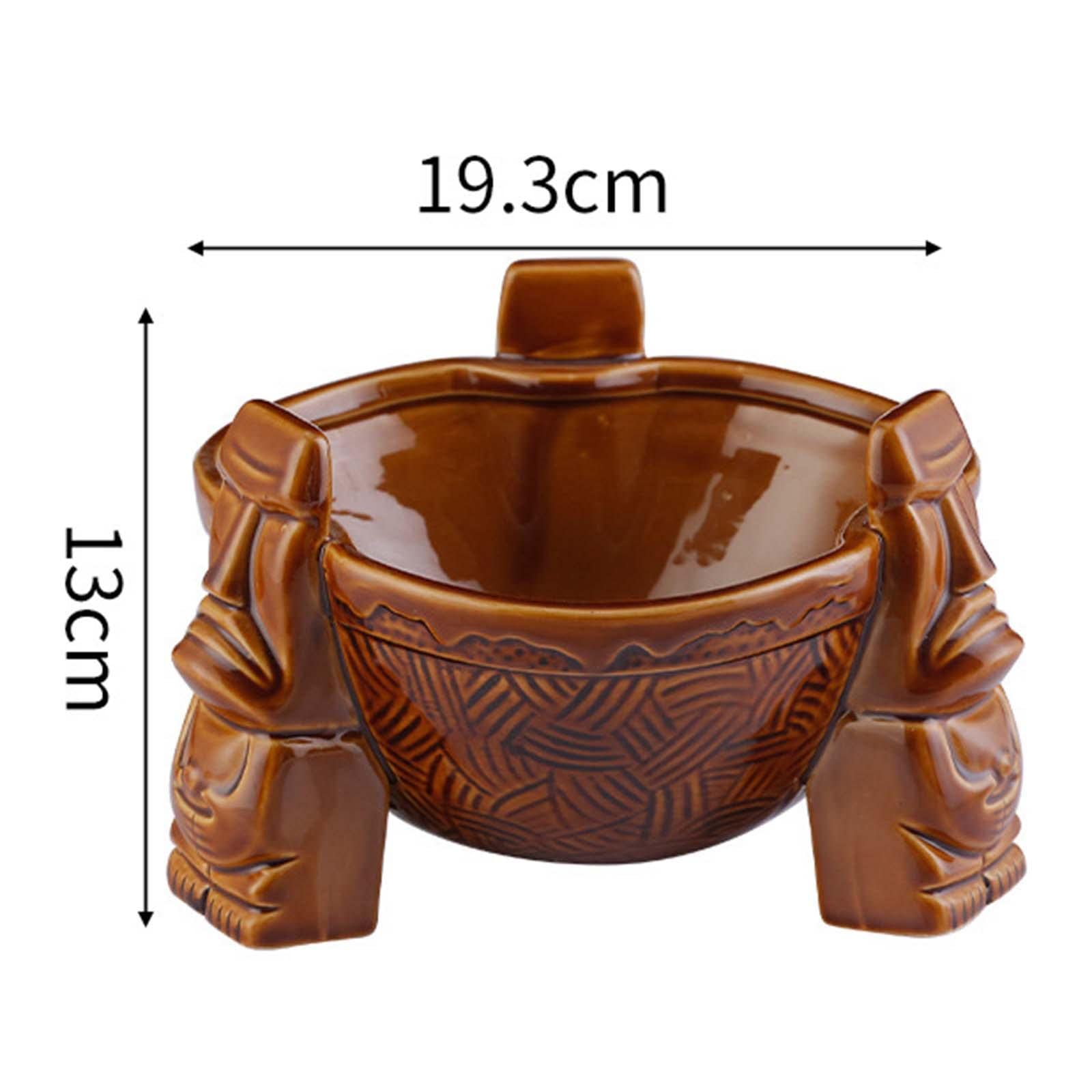 F Fityle Bol à Punch en céramique ML, de Pendaison de crémaillère, s ennes, à Cocktail, Bol Tiki pour soirées à thème Tiki, Brun