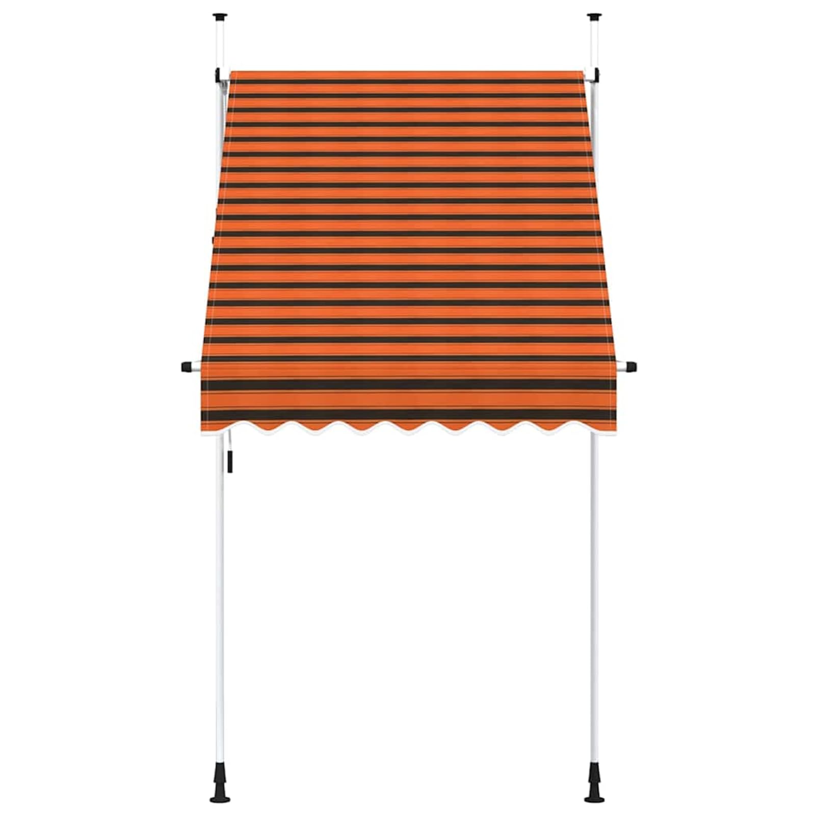 Wysuwana markiza balkonowa, obsługiwana ręcznie, 150 cm, pomarańczowa i brązowa, bez wiercenia, z korbą ręczną, aluminiowa markiza odporna na promieniowanie UV, regulacja wysokości i działanie