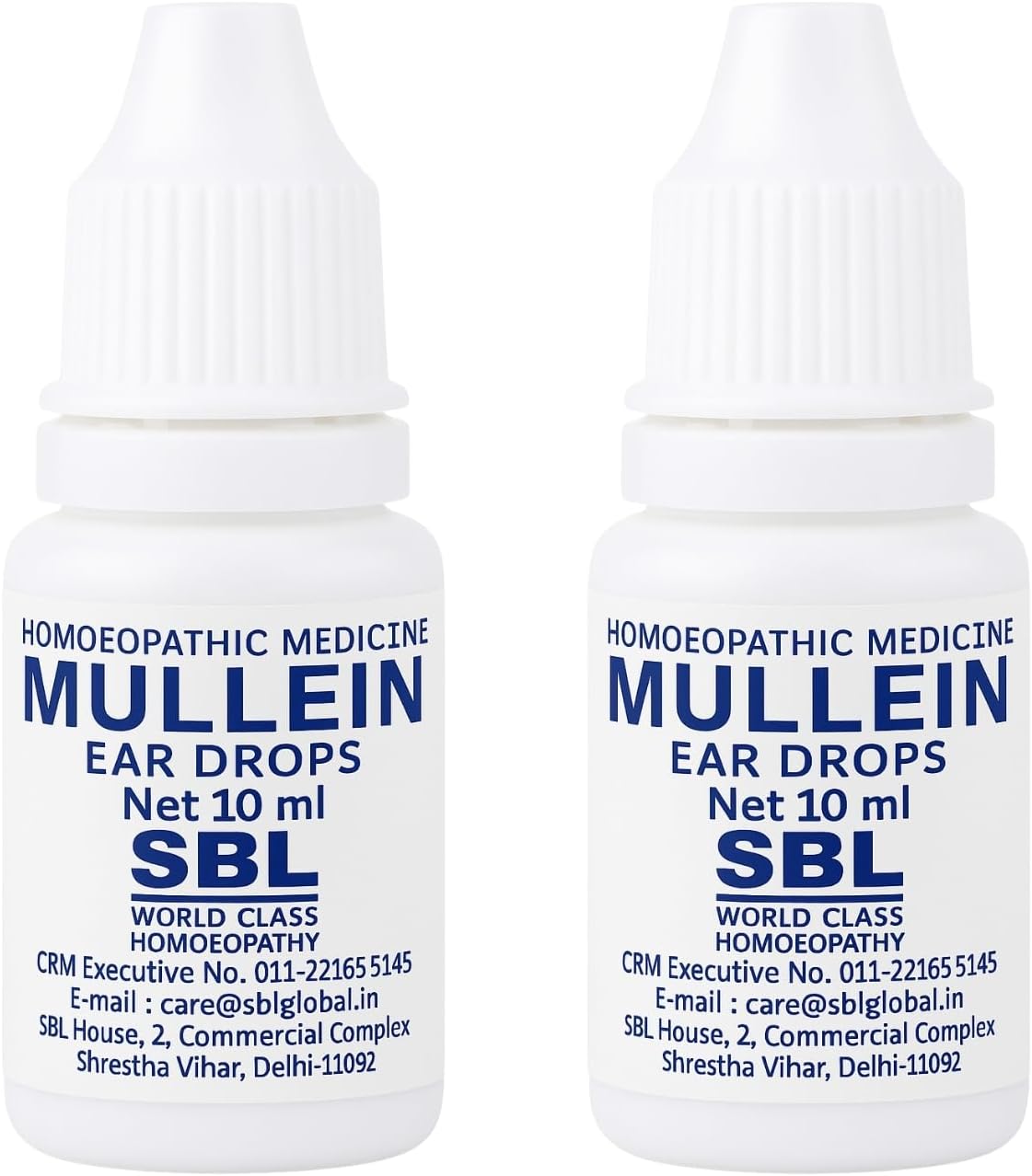 SBL Mullein Ear Drops (2x10ml) for Infections, Earache | Effective Relief for Pain, Swimmer's Ear, Excessive and Hardened Wax | Wax Removal Solution.