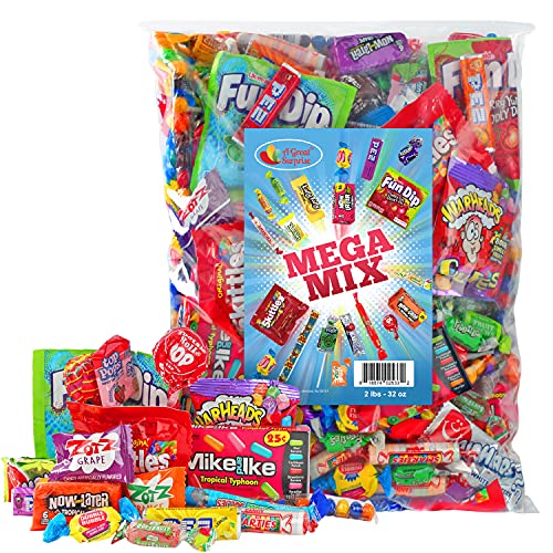 Assorted Candy Party Mix, 2 LB Bulk Bag - Holiday Candy Bulk - Fun Size Skittles, Top Box Pop Taffy Pops, Fun Dip, and Much More!â€¦