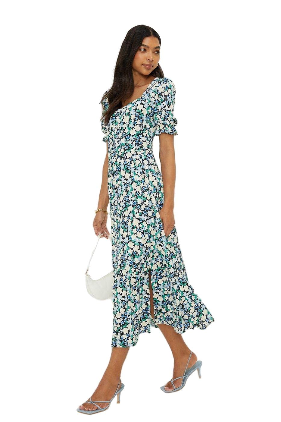 Dorothy Perkins Floral Sweetheart Neckline Midi Dress, 14, Multi