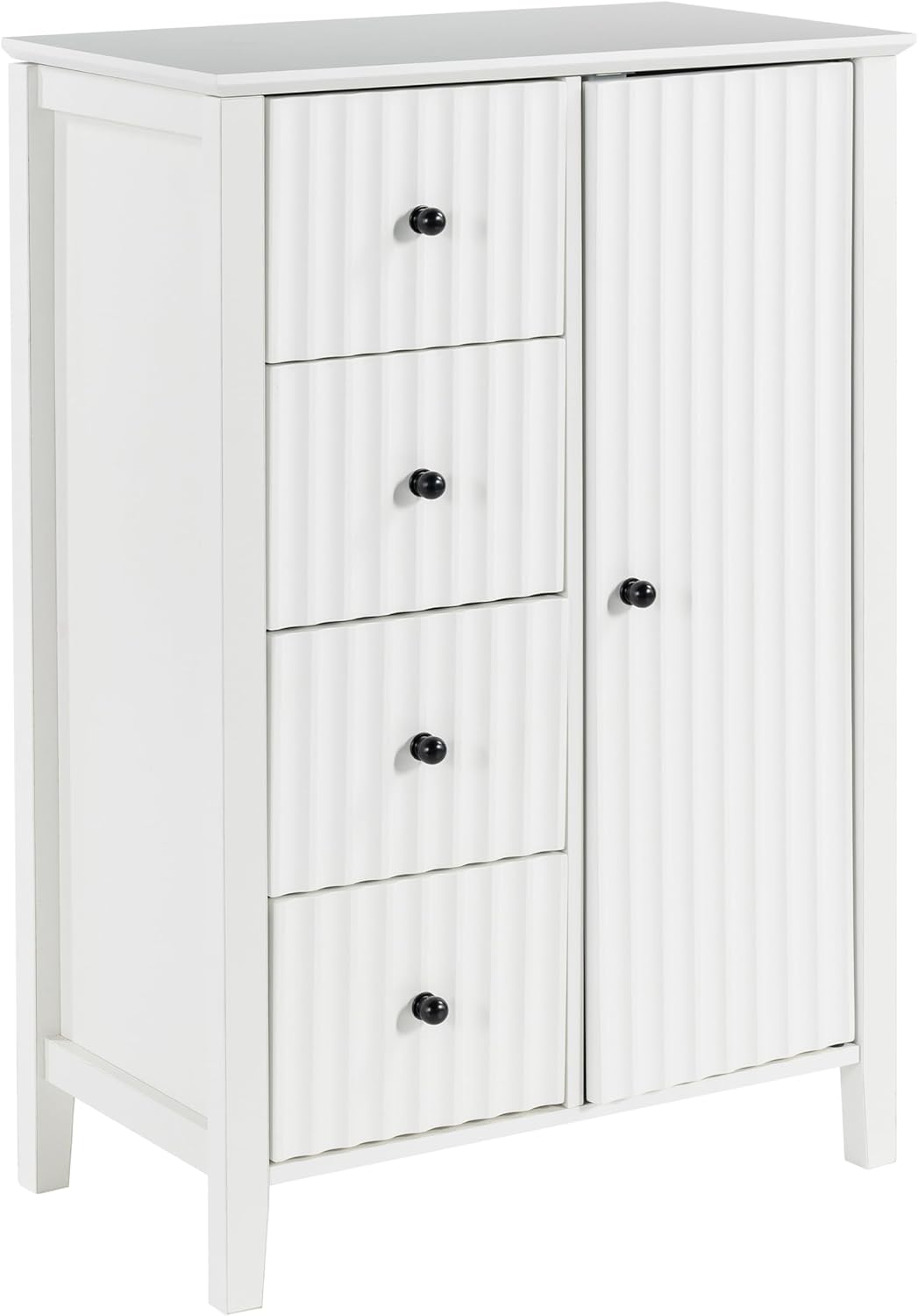 Bathroom Organizer with 4 Slide-Out Trays & Adjustable Shelf – Wood Floor Stand for Shower Supplies, Toiletries & Bath Accessories, Moisture-Resistant, Compact 21.4" W x 11.8" D x 32.2" H (1PCS White)