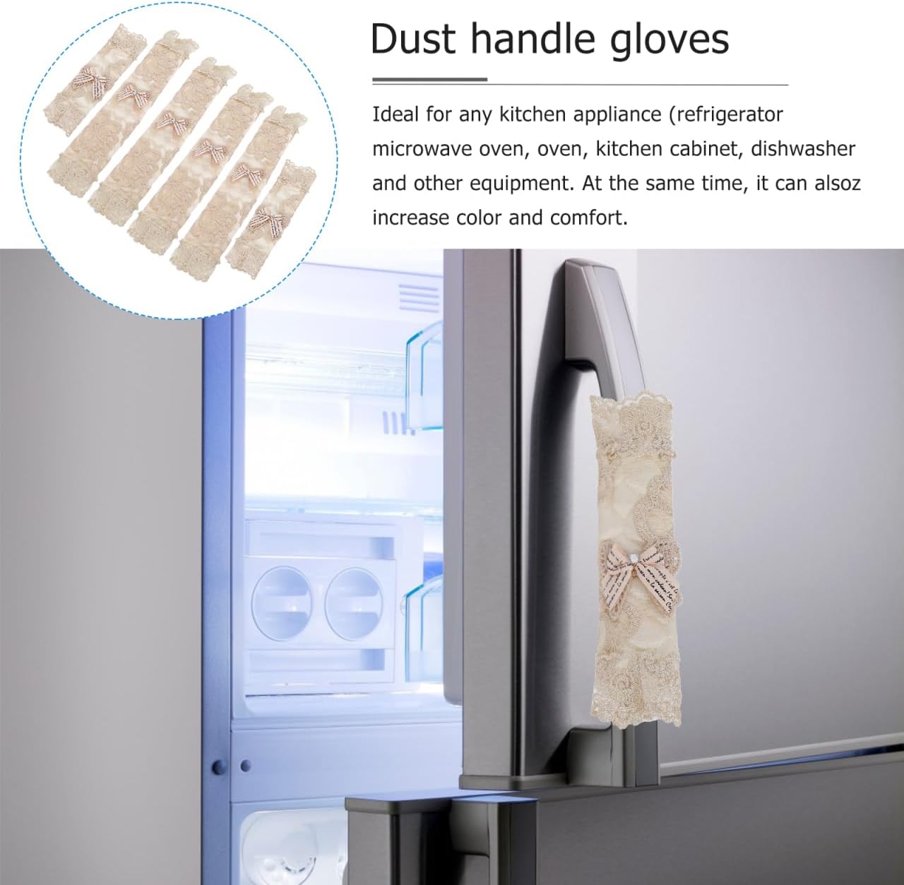 Refrigerator Door Handle Covers 6-Pack Soft Protective Gloves for Kitchen Appliance Handles Microwave Fridge Oven Dishwasher Washable Beige