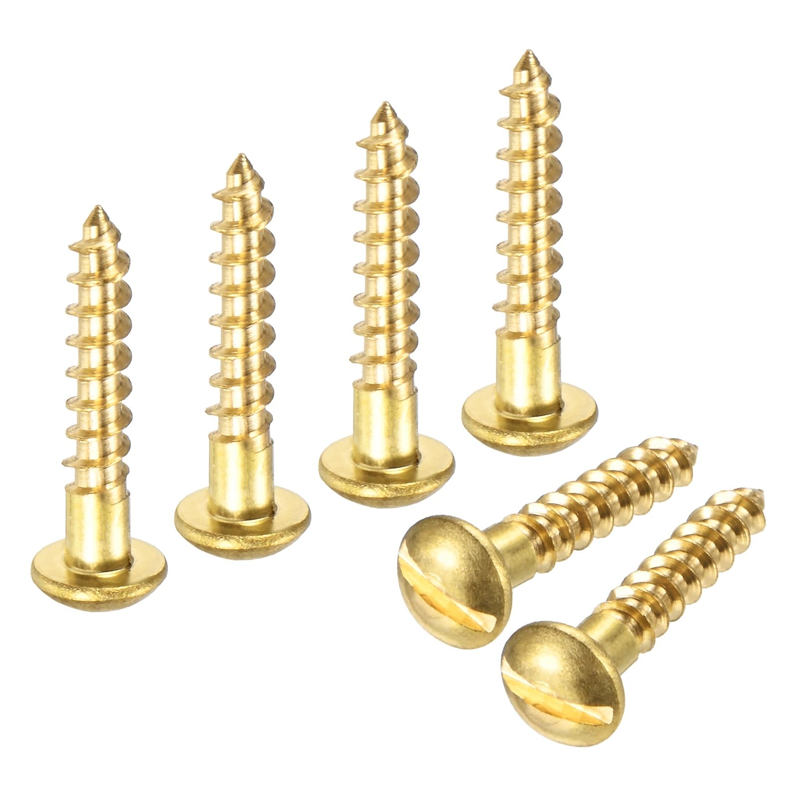 M METERXITY Wood Screws (M3.5 x 20mm, Brass) 60 Pcs - Slotted Round Head Self-Tapping Screw Apply to Woodworking/Furniture/Appliances Repair/Industry/Gardening