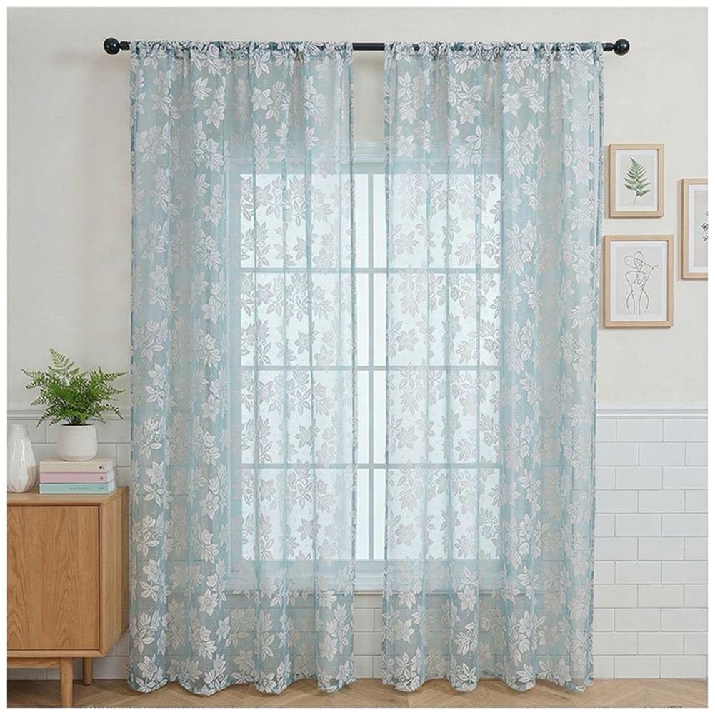 Rideaux en voile anti vis-à-vis pour plus d'intimité et de lumière bleu 100x200
