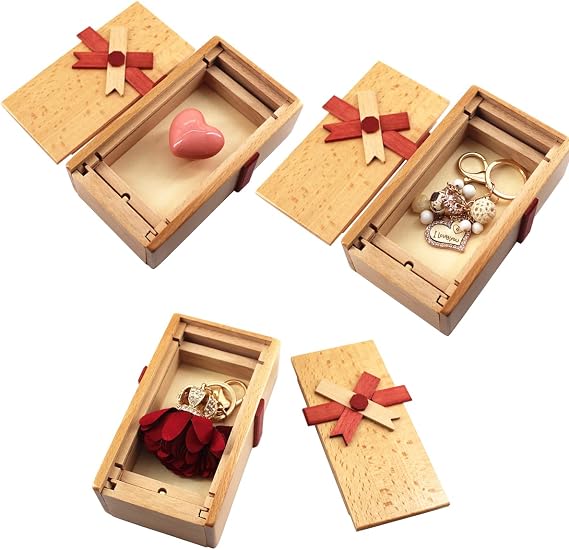 Wooden Magic Puzzles Box Puzzle with Hidden Compartments for Adults Impossible Brain Teaser Medifier Intelligence Challenge Secret Surprise Birthday Gift for Girlfriend Puzzling Boxes Hide Money